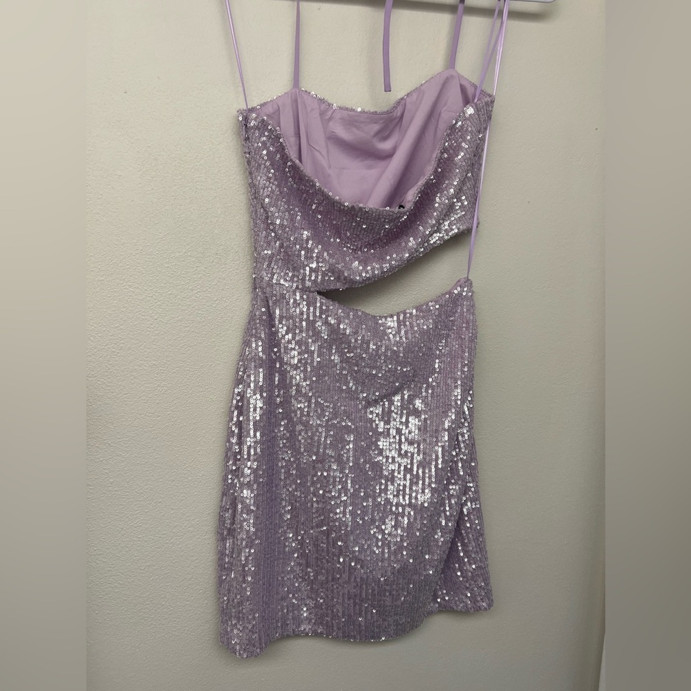 NWOT Amanda Uprichard $246 Brinley Sequin-Embroidered Halterneck dress Size M - Picture 5 of 9